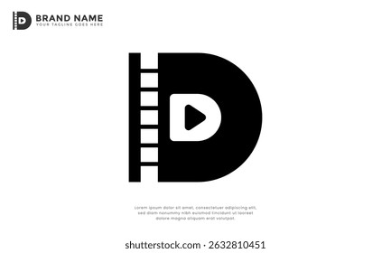 Letter D Cinema Logo. Modern logo combine letter D with film strip.