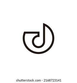 letter d circle curve thin line logo vector