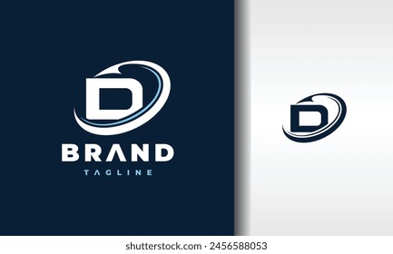 letter D circle fishing hook logo