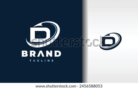 letter D circle fishing hook logo