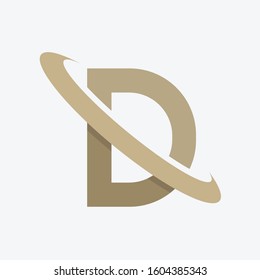 Letter D with circle frame logo design vector icon symbol template