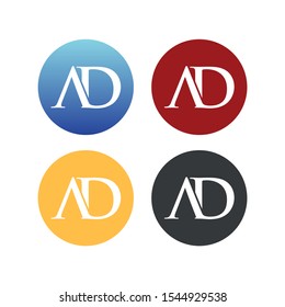 letter A and D in circle logo vector