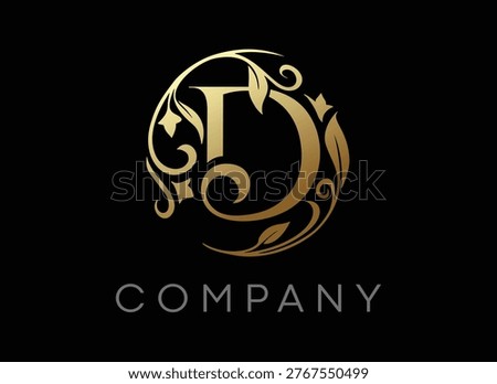 Letter D Circle Luxury Floral Elegant Logo Design