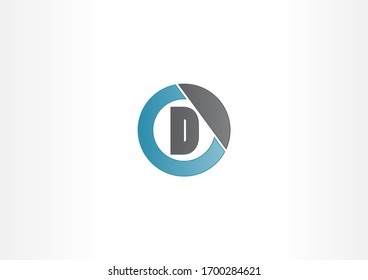 letter D with circle round uppercase vector logo design