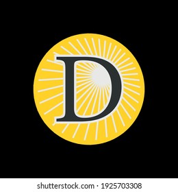 Letra D en círculo con diseño de luz solar