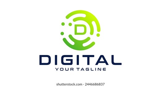 Letter D Circle Technology Logo Design Template digital circle, technology, data, connection, network