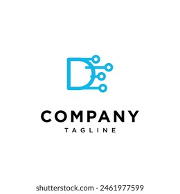 Letter D circuit Electric logo icon vector template.eps