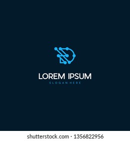 Letter D Circuit Networking Server Idea Logo