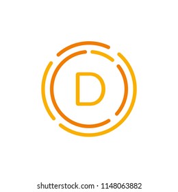 Letter D Circular Lines Symbol Vector