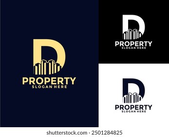 Letter D with City Building logo icon design vector, Property Logo design template inspiration