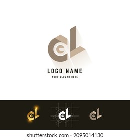 Letter d or CL monogram logo with grid method design