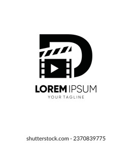 Letter D Clapperboard Logo Design Vector Icon Graphic Emblem Illustration