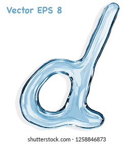 Letter d from clear transparent bluish water droplets. Vector EPS 8.
