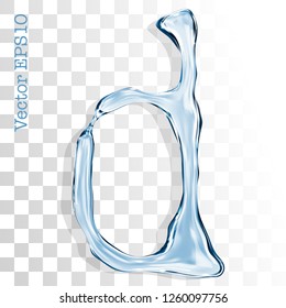 Letter d from clear transparent bluish water droplets. Vector EPS 10.