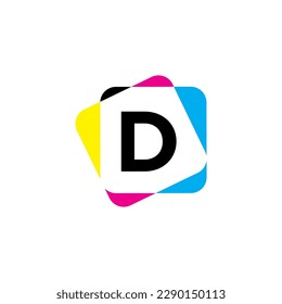 Letter D with CMYK Color Logo Design 002