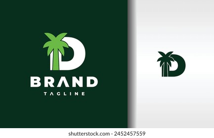 letter D coconut tree logo