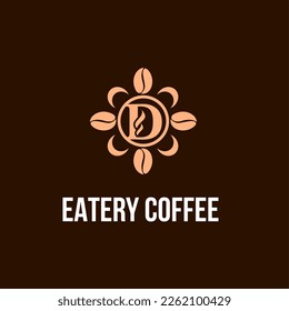 Letter D with Coffee Bean Icon for Cafe, Coffee Shop, Bean Company Logo Idea Template