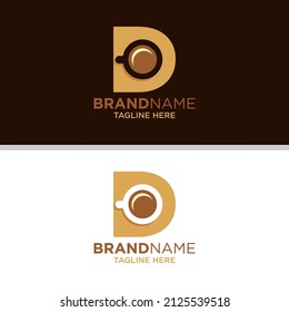 Letter D Coffee Cup, Tea, Chocolate, Logo Design Template Inspiration, Vector Illustration.