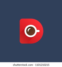 Letter D coffee logo icon design template elements