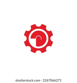 letra d círculo de engranaje de cog logo simple vector 