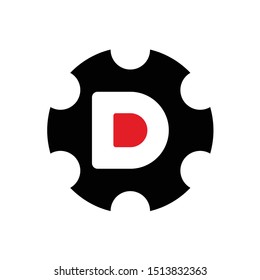 letter D cog gear Logo. Vector Icon. Eps 10.