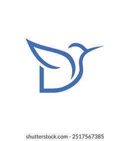 Letra D Colibri Diseño de logotipos Icono de Vector Ilustración de símbolos de emblema gráfico