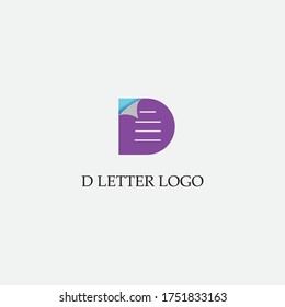 letter D colorful creative logo illustration book, document design vector
