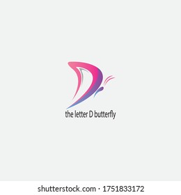 letter D colorful creative logo illustration of a butterfly vector design