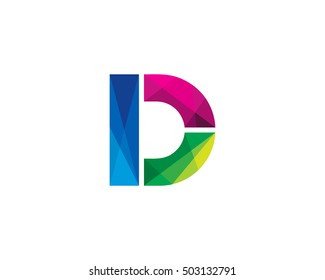 Letter D Colorful Poly Overlay Logo Design Template Element