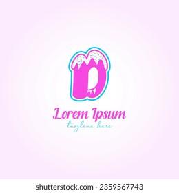 Letter D with Colorful Tasty Ice Cream Logo Vector Template