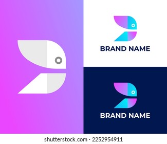 Letter D with combination fish modern logo