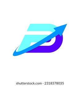 the letter D combination logo with the upward arrow symbol symbolizes success