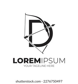 Letter D Combine Arrow And Bow Logo Designs Vector Illustration Black Color