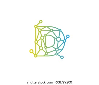 Letter D Connected Circle Network Logo Design Element