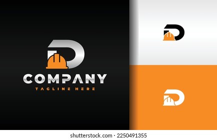 letter D construction helmet logo