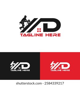 Letter D Construction Logo, home repair, roofing, remodeling, home renovation vector design