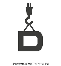 Letter D Construction Logo Template. Construction Logo Crane Concept Symbol