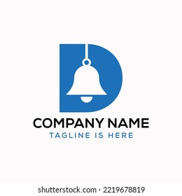 Letter D Cowbell Logo Concept With Hanging Bell Symbol Vector Template