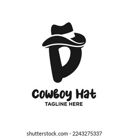 Letter D Cowboy Hat Logo Design Template Inspiration, Vector Illustration.