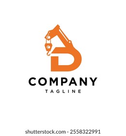 Letter D Crane Logo Icon Vector