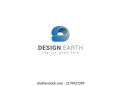 Letter D creative 3d blue colour technological logo