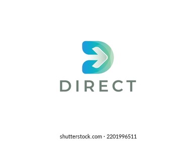 Letter D creative arrow 3d direction technological logo