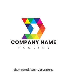 Letter D creative and attractive colorful logo design free vector file