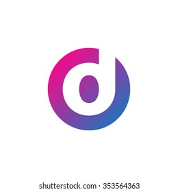 letter d creative circle icon logo purple blue