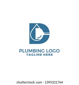 the letter D with the creative concept of the plumbing becomes a unique logo
