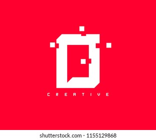 Letter D Creative Flat 3D Pixel Box Logotype