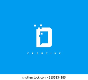 Letter D Creative Flat 3D Pixel Box Logotype