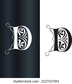 Diseño del logotipo del vector floral de la letra D