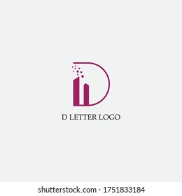 Buchstabe D kreative Logo-Illustration eines Gebäudes. Vektordesign