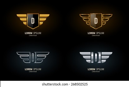 Letter D crest logo. Alphabet logotype vector design.